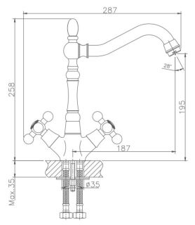 Смеситель для кухни Haiba HB4419-4 бронза